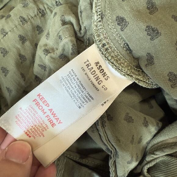 & Sons Pants 32 Green Minimalist Streetwear Chino Buckle Back Army Military - Picture 6 of 9